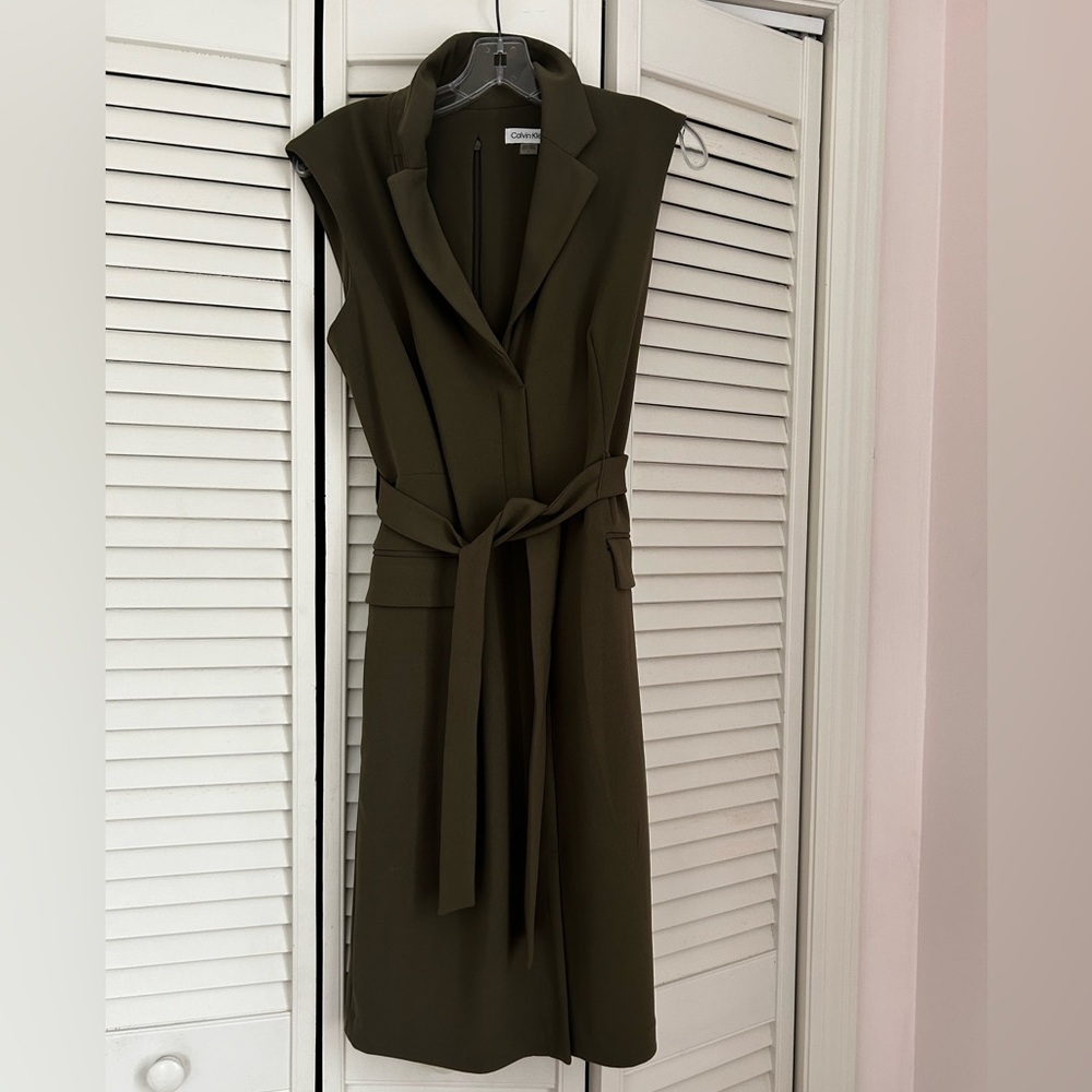 Olive green Calvin Klein work or cocktail dress